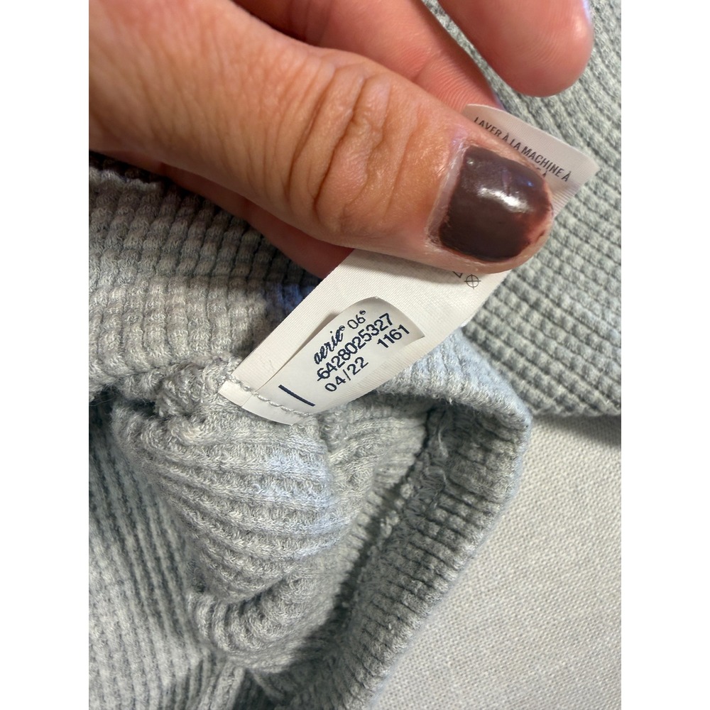 OFFLINE by Aerie Women Gray Waffle Knit Cropped T-Shirt XS 0422-1161 - Picture 6 of 8